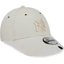 petten-gebogen-beige-verstelbaar-9forty-washed-canvas-van-new-york-yankees-mlb-van-new-era