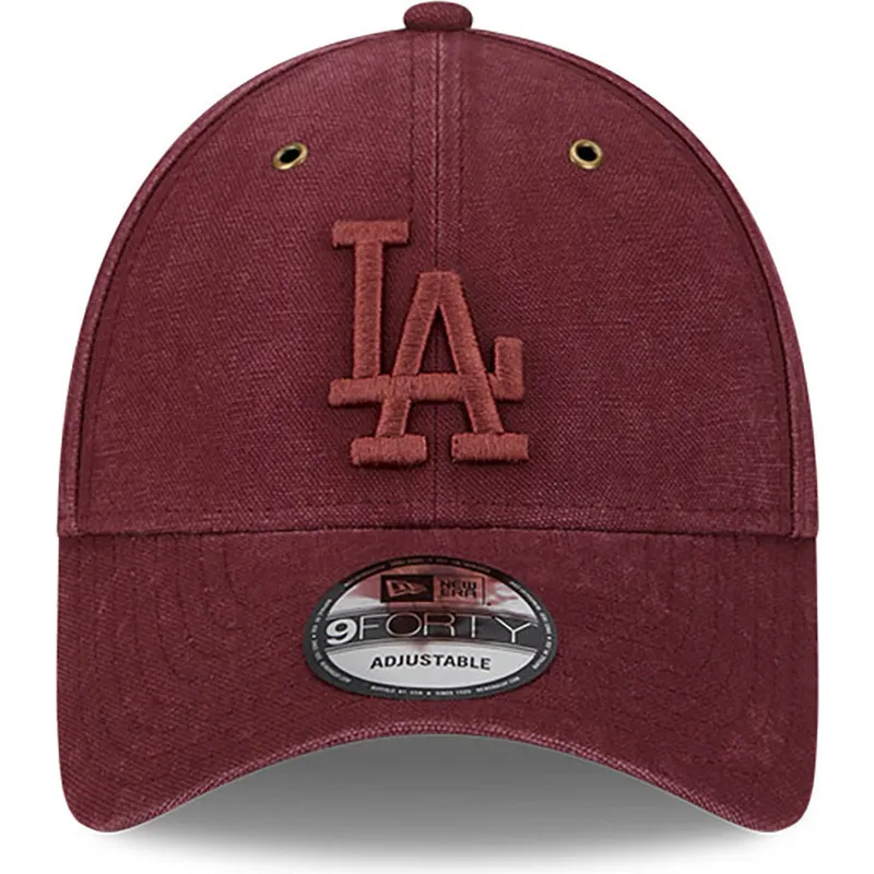 petten-gebogen-rood-verstelbaar-9forty-washed-canvas-van-los-angeles-dodgers-mlb-van-new-era