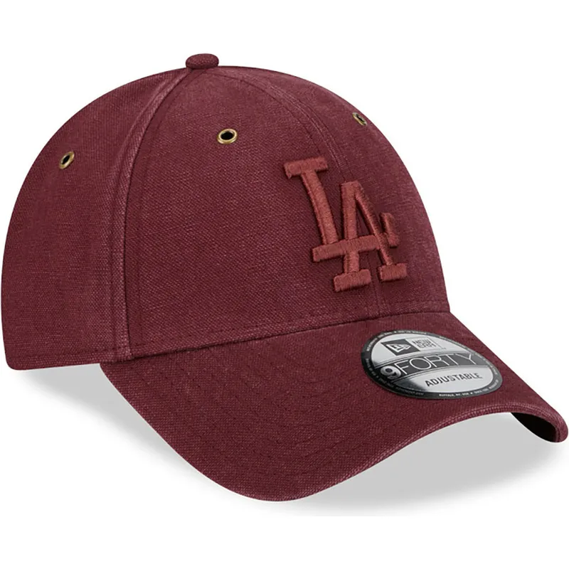 petten-gebogen-rood-verstelbaar-9forty-washed-canvas-van-los-angeles-dodgers-mlb-van-new-era