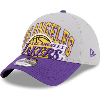 Petten gebogen grijs verstelbaar 9TWENTY Tip Off 2023 van Los Angeles Lakers NBA van New Era
