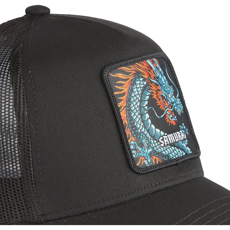 petten-gebogen-zwart-snapback-samurai-dra1-draak-fabeldieren-van-capslab