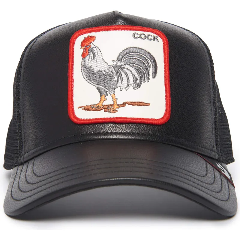 petten-gebogen-zwart-snapback-cock-will-prevail-the-farm-leather-the-farm-van-goorin-bros