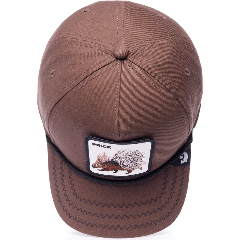 petten-gebogen-bruin-snapback-prick-porcupine-100-the-farm-all-over-canvas-the-farm-van-goorin-bros