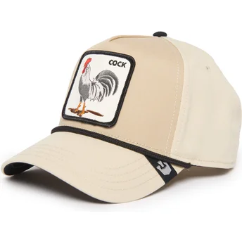 Petten gebogen beige snapback Cock Rooster 100 The Farm All Over Canvas The Farm van Goorin Bros.