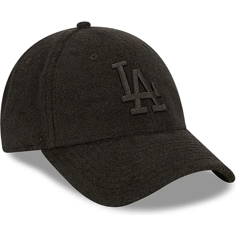 petten-gebogen-zwart-verstelbaar-9forty-towelling-van-los-angeles-dodgers-mlb-van-new-era