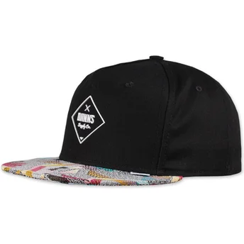 Petten plat zwart snapback Rubber Aztek van Djinns