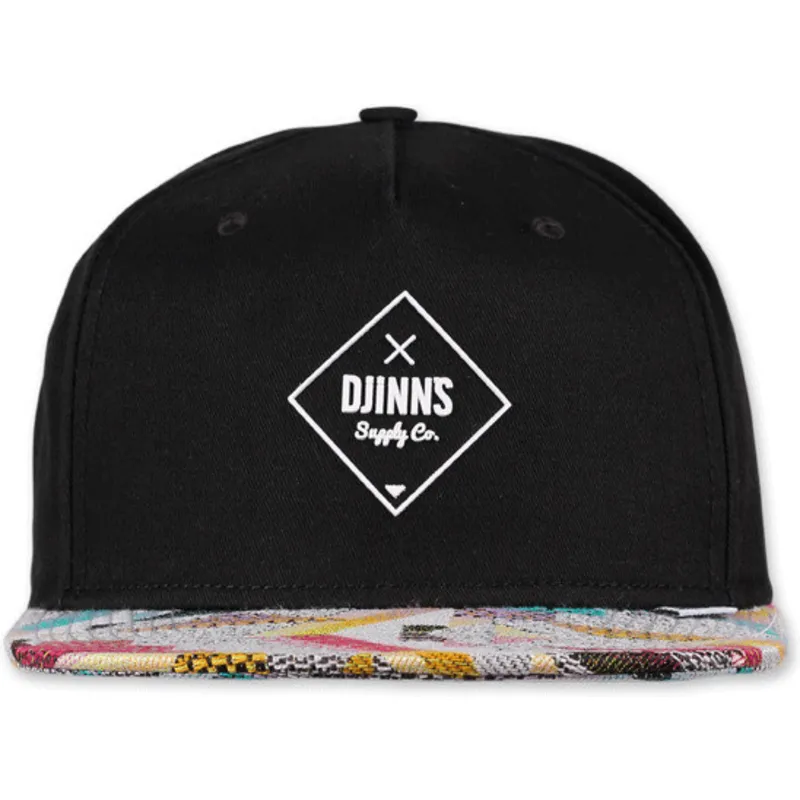 petten-plat-zwart-snapback-rubber-aztek-van-djinns