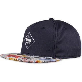 Petten plat marineblauw snapback Rubber Aztek van Djinns