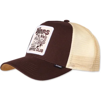 Petten gebogen bruin snapback Lazy Sunday Coffee HFT van Djinns