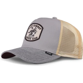 Petten gebogen grijs snapback Coffee Club HFT van Djinns