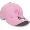 petten-gebogen-roze-verstelbaar-9forty-league-essential-van-new-york-yankees-mlb-van-new-era