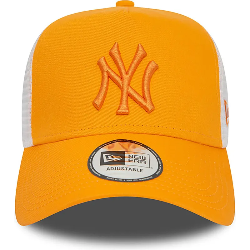 petten-gebogen-oranje-snapback-a-frame-league-essential-van-new-york-yankees-mlb-van-new-era