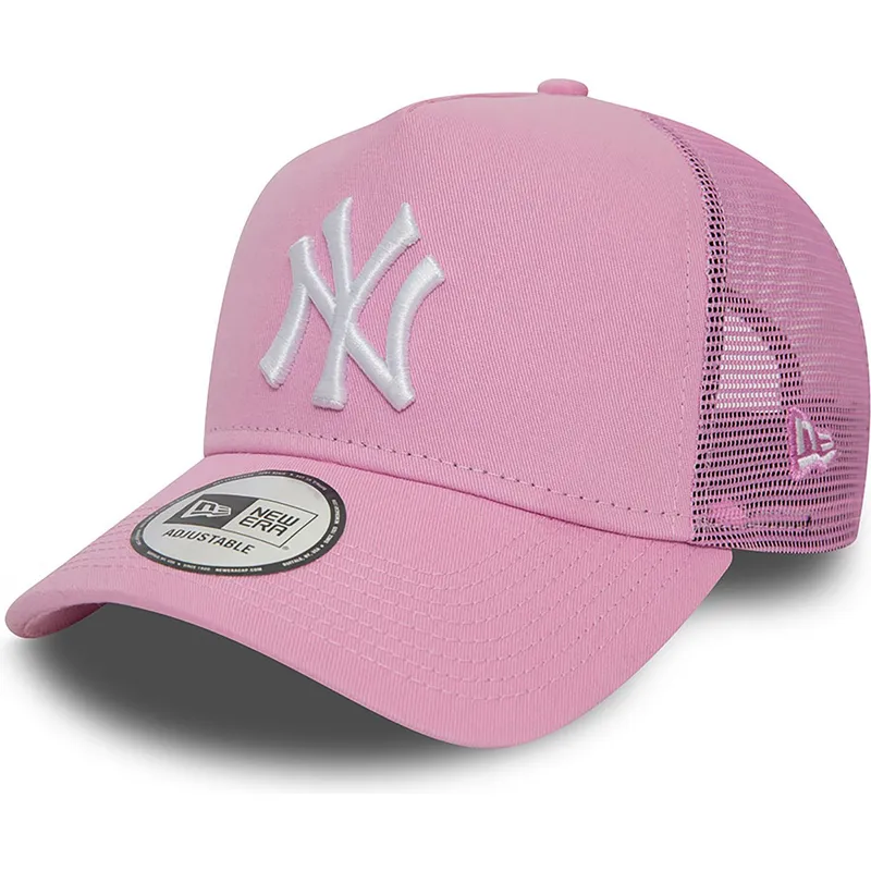 petten-gebogen-roze-snapback-a-frame-league-essential-van-new-york-yankees-mlb-van-new-era