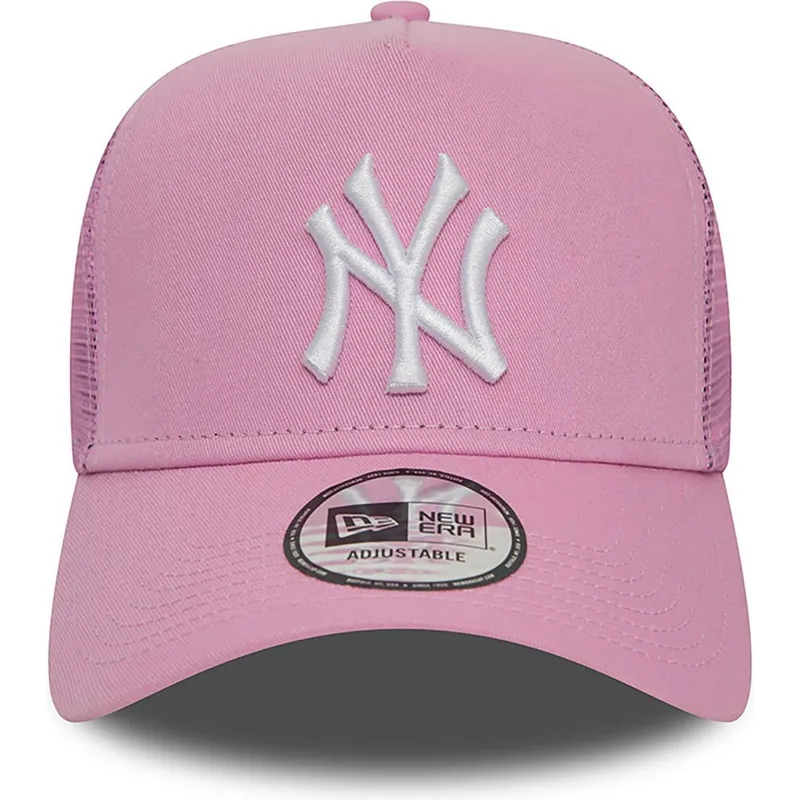 petten-gebogen-roze-snapback-a-frame-league-essential-van-new-york-yankees-mlb-van-new-era