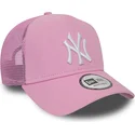 petten-gebogen-roze-snapback-a-frame-league-essential-van-new-york-yankees-mlb-van-new-era