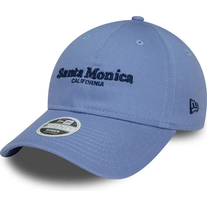 petten-gebogen-blauw-verstelbaar-9twenty-wordmark-van-santa-monica-california-van-new-era