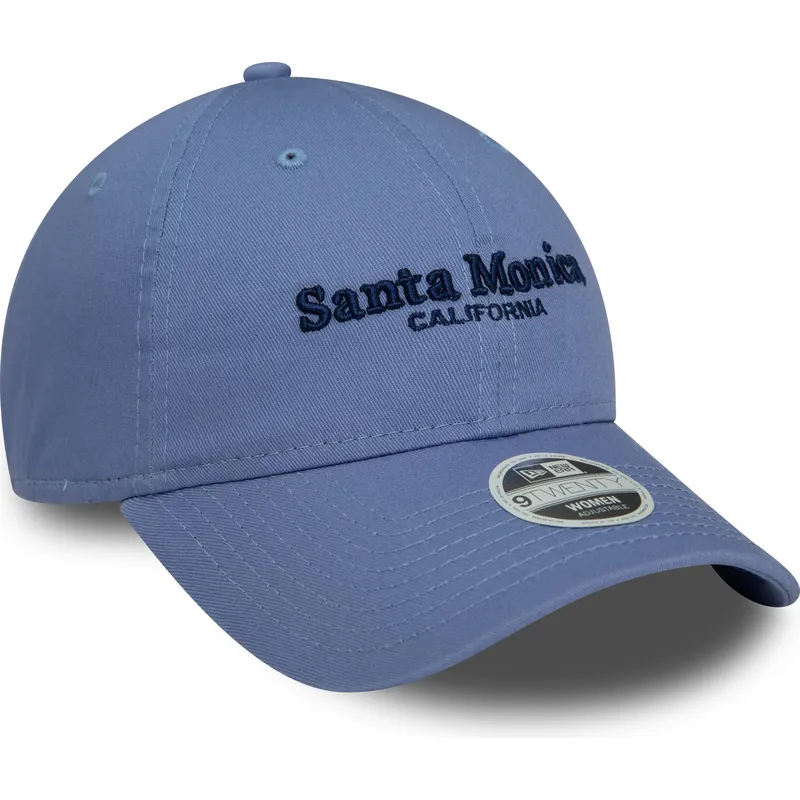 petten-gebogen-blauw-verstelbaar-9twenty-wordmark-van-santa-monica-california-van-new-era