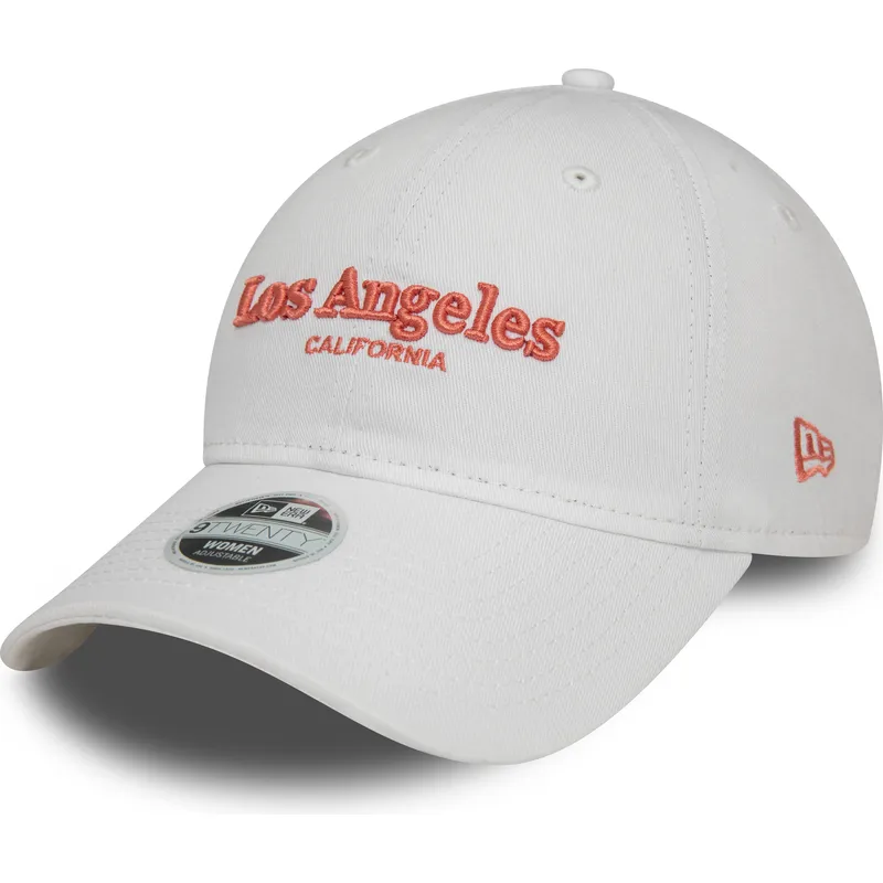 petten-gebogen-wit-verstelbaar-9twenty-wordmark-van-los-angeles-california-van-new-era