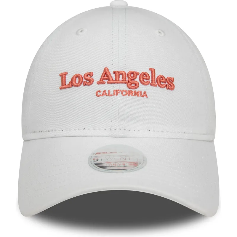 petten-gebogen-wit-verstelbaar-9twenty-wordmark-van-los-angeles-california-van-new-era