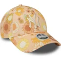 petten-gebogen-oranje-verstelbaar-9forty-floral-all-over-print-van-new-york-yankees-mlb-van-new-era