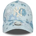 petten-gebogen-blauw-verstelbaar-9forty-floral-all-over-print-van-new-york-yankees-mlb-van-new-era