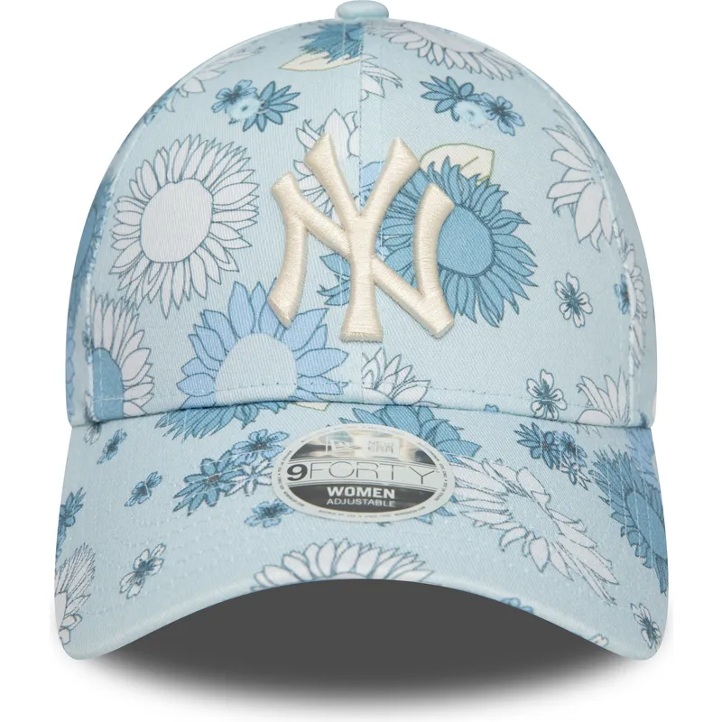 petten-gebogen-blauw-verstelbaar-9forty-floral-all-over-print-van-new-york-yankees-mlb-van-new-era