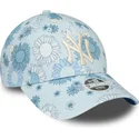 petten-gebogen-blauw-verstelbaar-9forty-floral-all-over-print-van-new-york-yankees-mlb-van-new-era