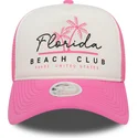 petten-gebogen-roze-snapback-a-frame-foam-front-van-florida-beach-club-van-new-era