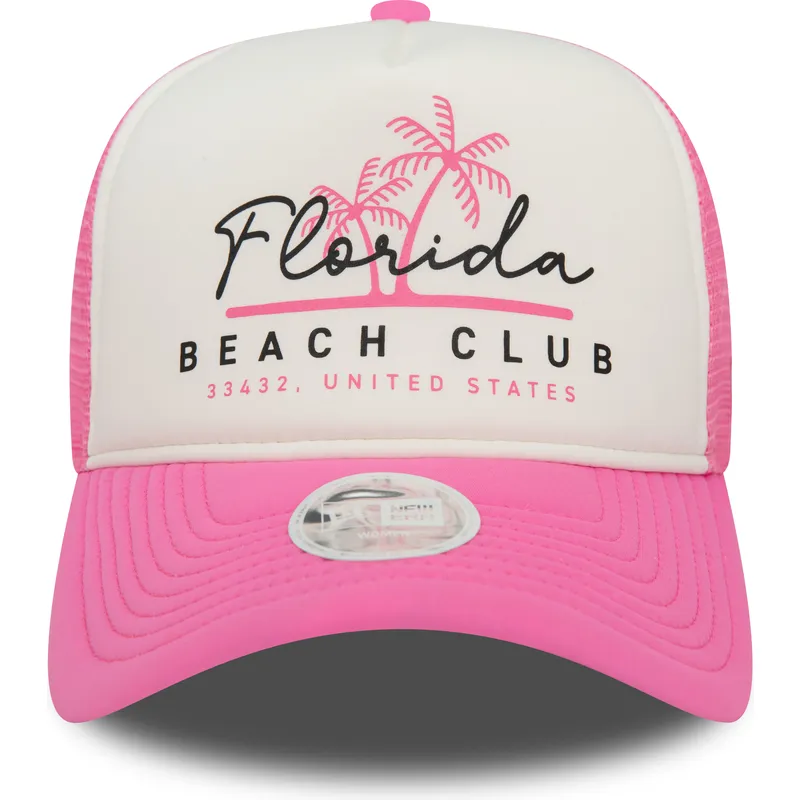 petten-gebogen-roze-snapback-a-frame-foam-front-van-florida-beach-club-van-new-era