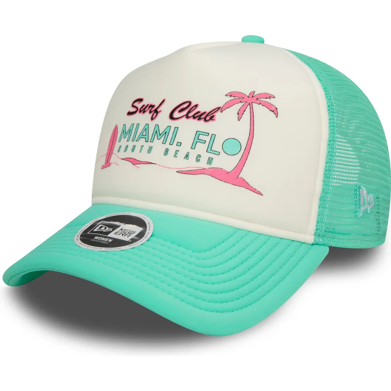 petten-gebogen-groen-snapback-a-frame-foam-front-van-miami-surf-club-florida-van-new-era