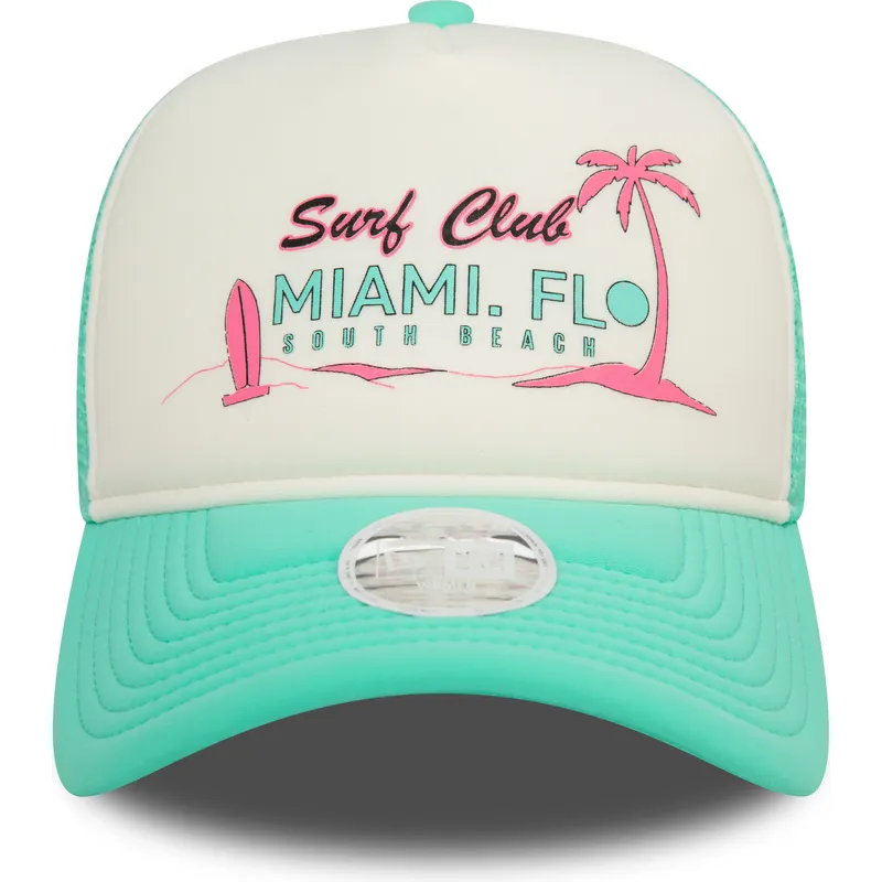 petten-gebogen-groen-snapback-a-frame-foam-front-van-miami-surf-club-florida-van-new-era