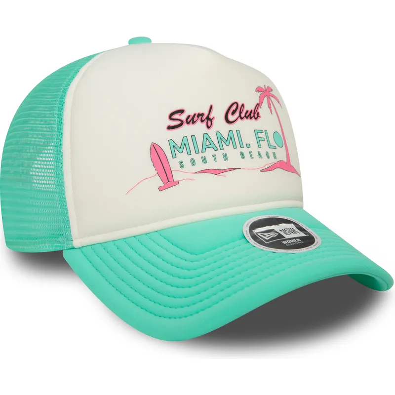 petten-gebogen-groen-snapback-a-frame-foam-front-van-miami-surf-club-florida-van-new-era