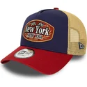 petten-gebogen-meerkleurig-snapback-a-frame-patch-new-york-van-new-era