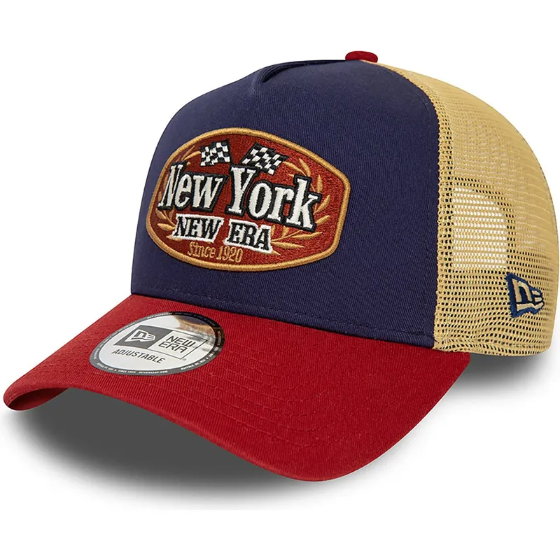 petten-gebogen-meerkleurig-snapback-a-frame-patch-new-york-van-new-era