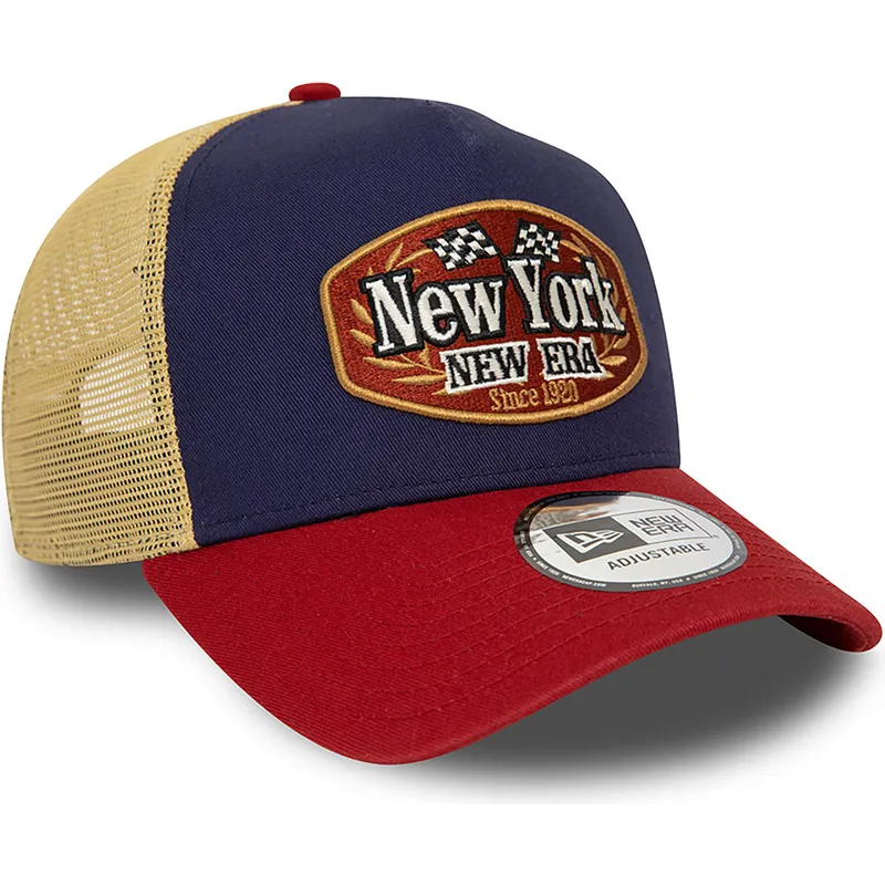 petten-gebogen-meerkleurig-snapback-a-frame-patch-new-york-van-new-era
