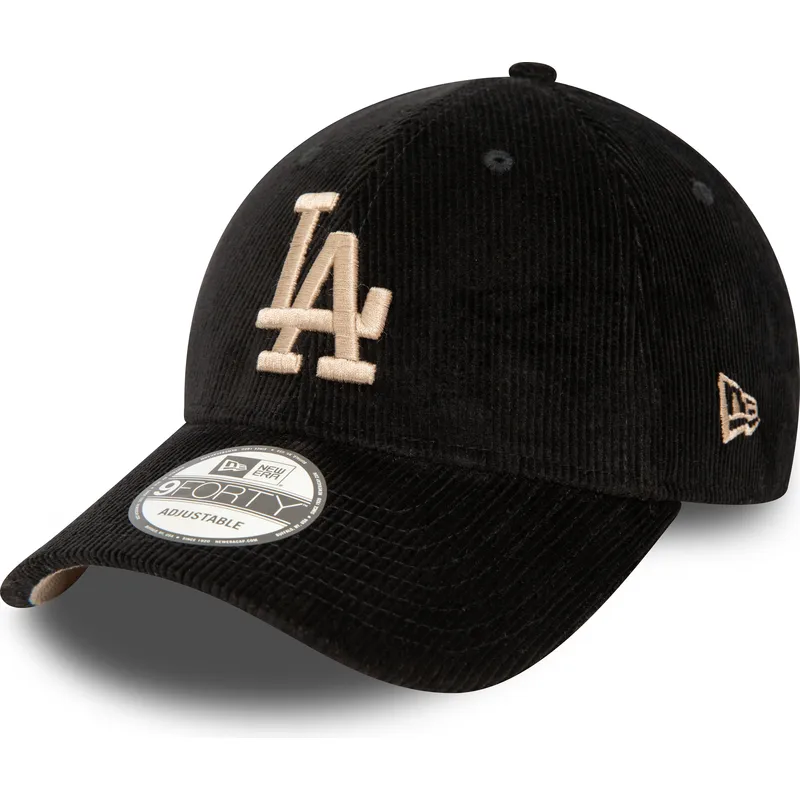 petten-gebogen-zwart-verstelbaar-9forty-cord-van-los-angeles-dodgers-mlb-van-new-era
