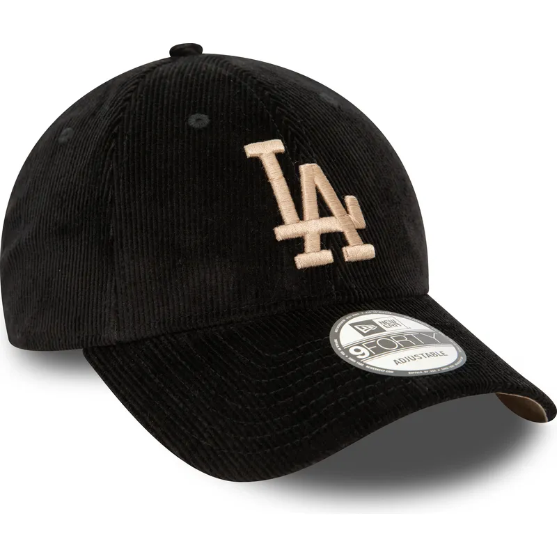 petten-gebogen-zwart-verstelbaar-9forty-cord-van-los-angeles-dodgers-mlb-van-new-era
