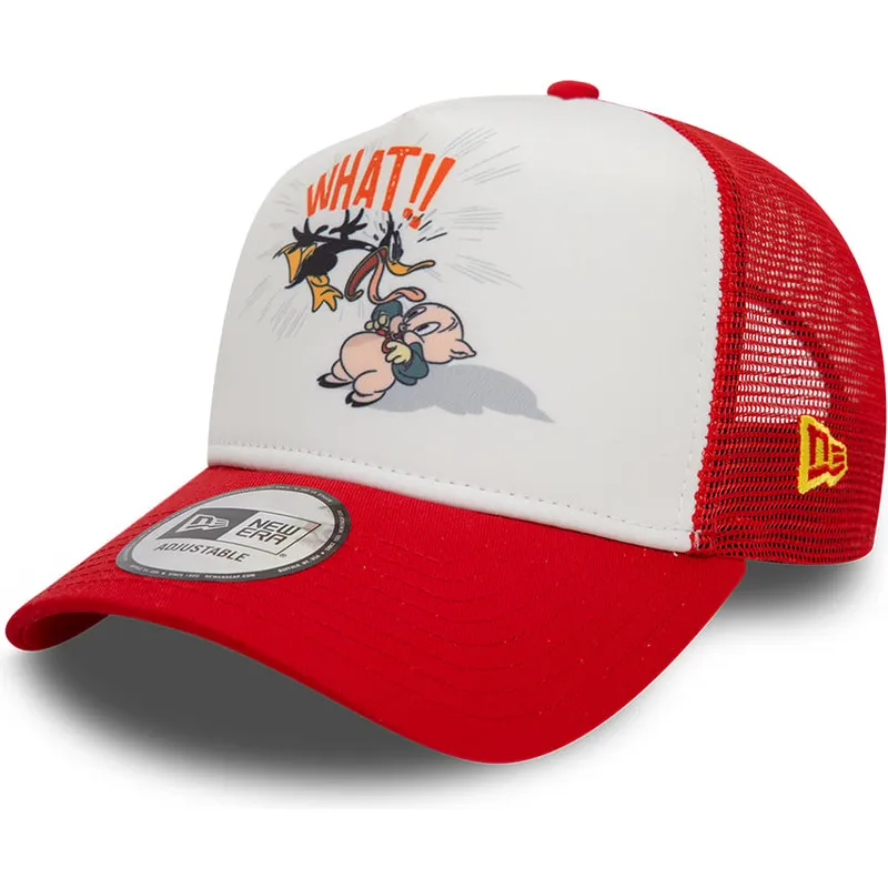 petten-gebogen-rood-snapback-a-frame-character-van-pato-lucas-y-porky-pig-looney-tunes-van-new-era