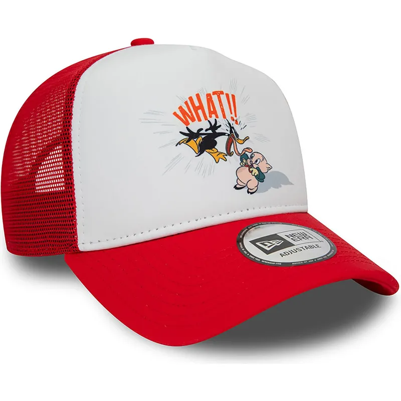 petten-gebogen-rood-snapback-a-frame-character-van-pato-lucas-y-porky-pig-looney-tunes-van-new-era