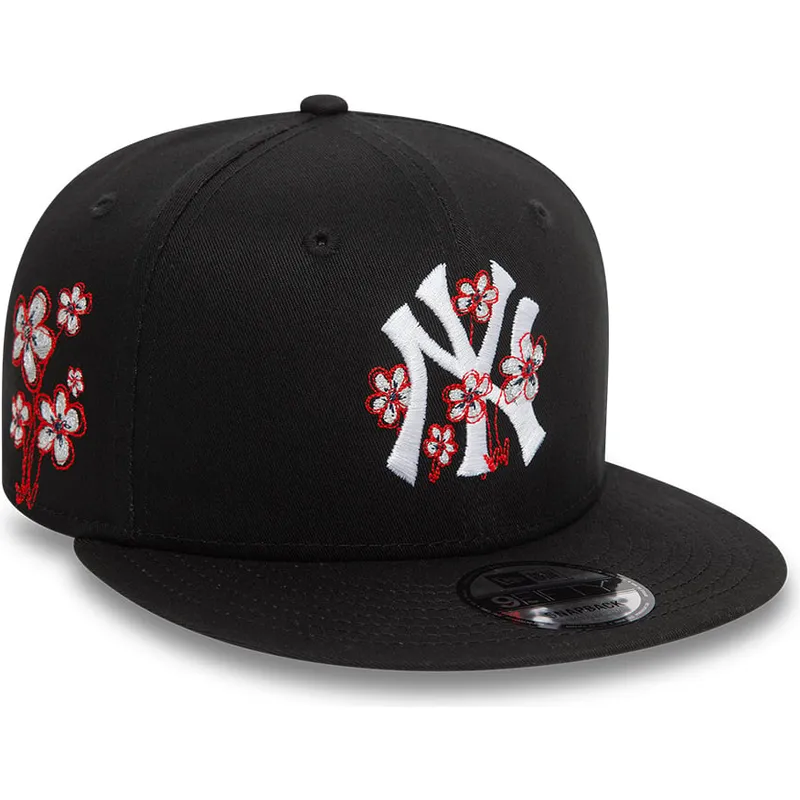petten-plat-zwart-snapback-9fifty-flower-icon-van-new-york-yankees-mlb-van-new-era