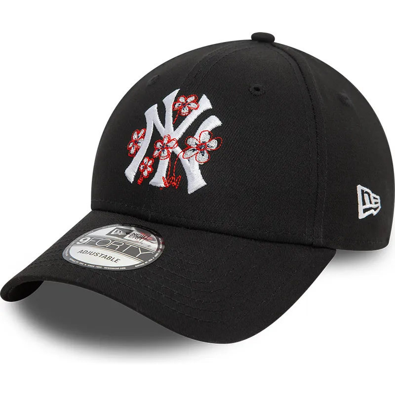 petten-gebogen-zwart-verstelbaar-9forty-flower-icon-van-new-york-yankees-mlb-van-new-era