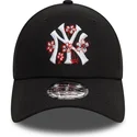 petten-gebogen-zwart-verstelbaar-9forty-flower-icon-van-new-york-yankees-mlb-van-new-era
