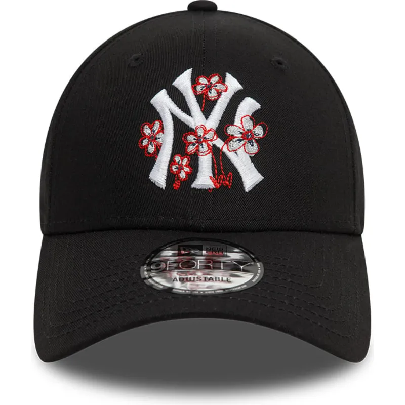 petten-gebogen-zwart-verstelbaar-9forty-flower-icon-van-new-york-yankees-mlb-van-new-era