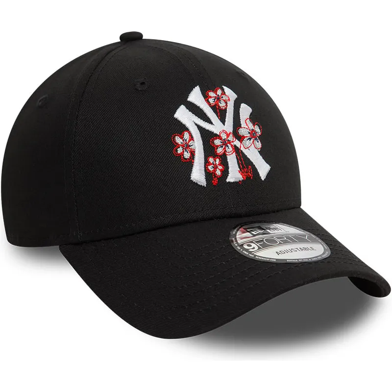 petten-gebogen-zwart-verstelbaar-9forty-flower-icon-van-new-york-yankees-mlb-van-new-era