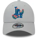 petten-gebogen-grijs-verstelbaar-9forty-flower-icon-van-los-angeles-dodgers-mlb-van-new-era