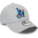 petten-gebogen-grijs-verstelbaar-9forty-flower-icon-van-los-angeles-dodgers-mlb-van-new-era