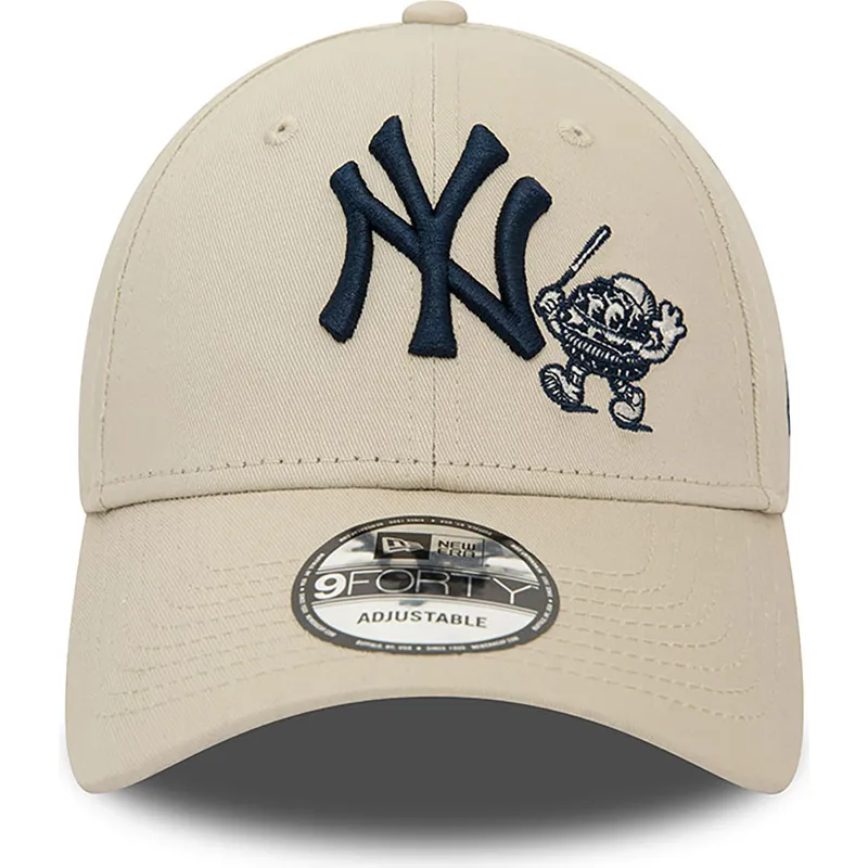 petten-gebogen-beige-verstelbaar-9forty-food-character-van-new-york-yankees-mlb-van-new-era