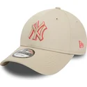 petten-gebogen-beige-verstelbaar-9forty-team-outline-van-new-york-yankees-mlb-van-new-era