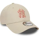 petten-gebogen-beige-verstelbaar-9forty-team-outline-van-new-york-yankees-mlb-van-new-era