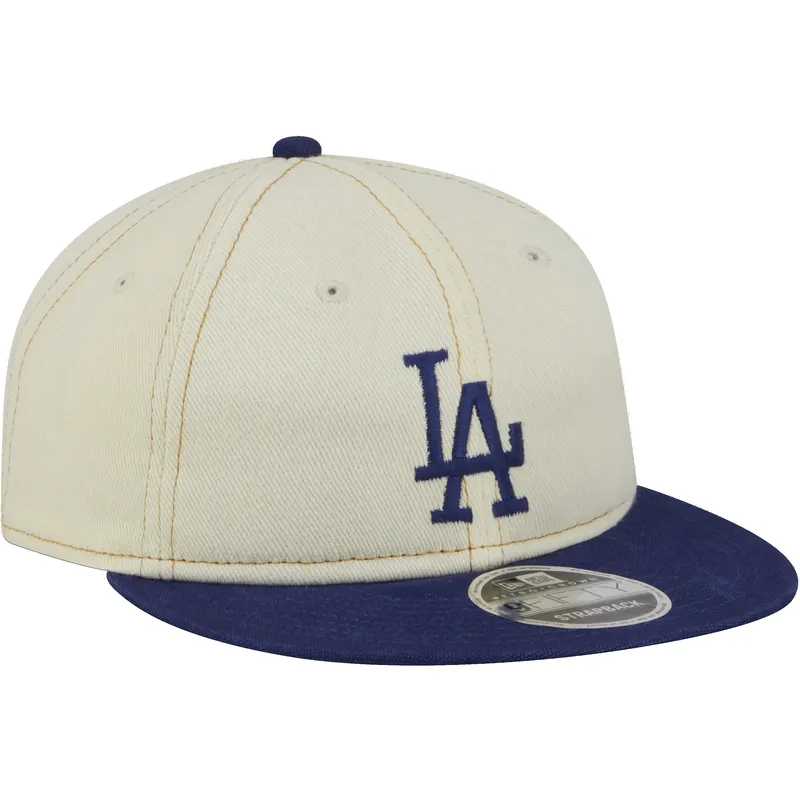 petten-plat-beige-snapback-9fifty-retro-crown-denim-van-los-angeles-dodgers-mlb-van-new-era